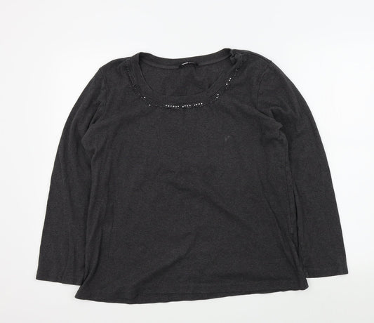 FRANK WALDER Womens Grey   Basic T-Shirt Size 20