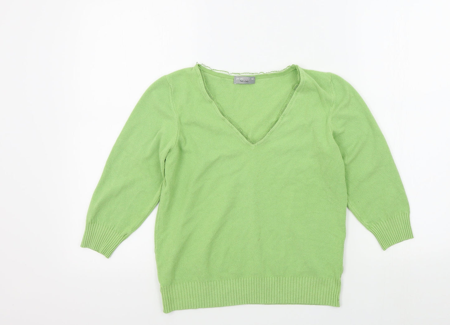 Womens UK Size 14 m&s Green Pullover Jumper