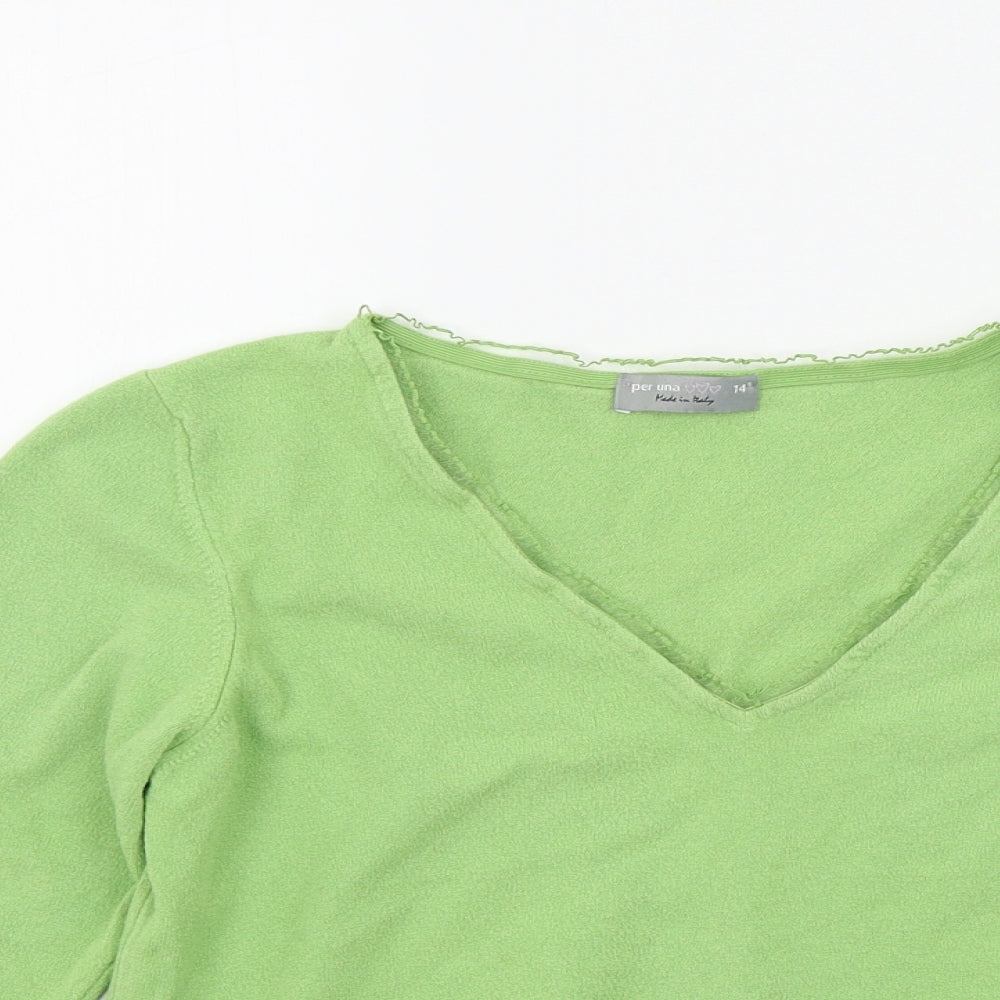 Womens UK Size 14 m&s Green Pullover Jumper