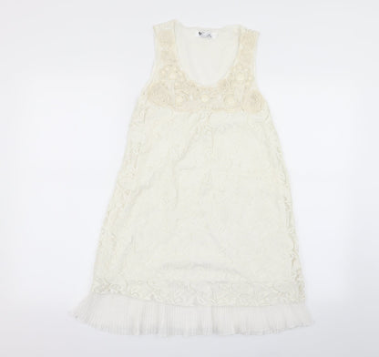 cutie Womens White Floral  A-Line  Size S
