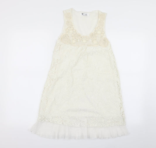 cutie Womens White Floral  A-Line  Size S