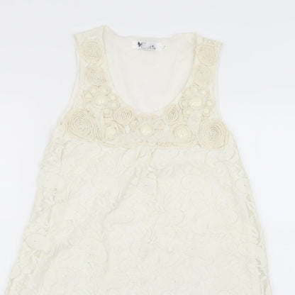 cutie Womens White Floral  A-Line  Size S