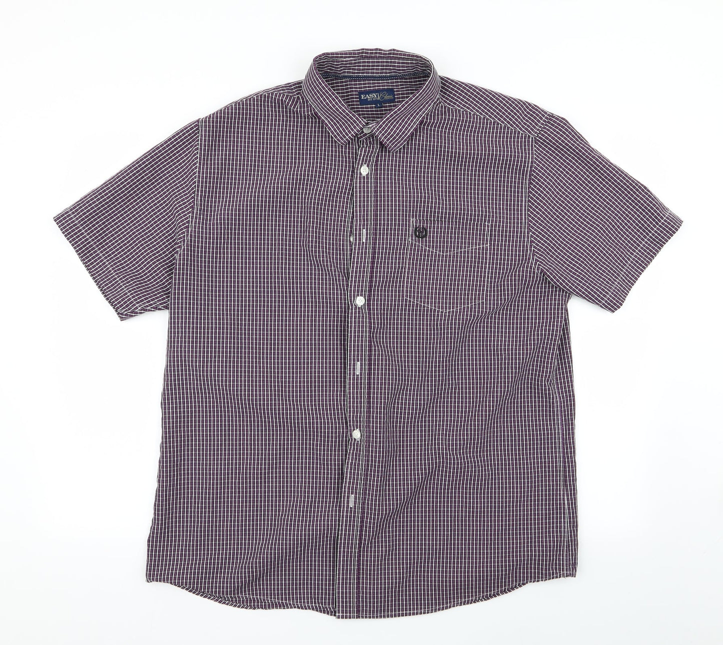 Mens UK Size L Easy Multicoloured  Button-Up Short Sleeve Casual Shirt