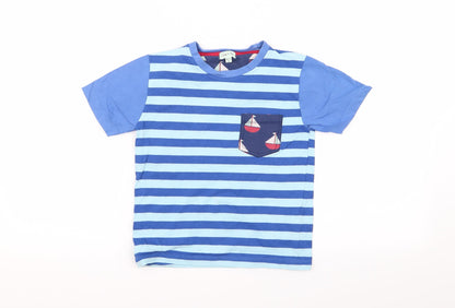 lily and sif Boys Blue Striped  Basic T-Shirt Size 6-7 Years