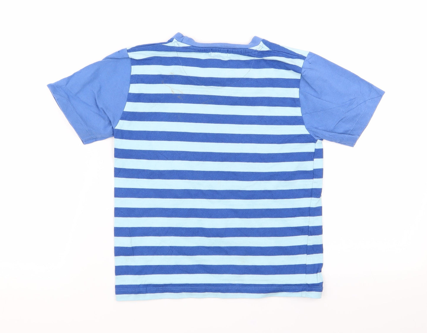 lily and sif Boys Blue Striped  Basic T-Shirt Size 6-7 Years