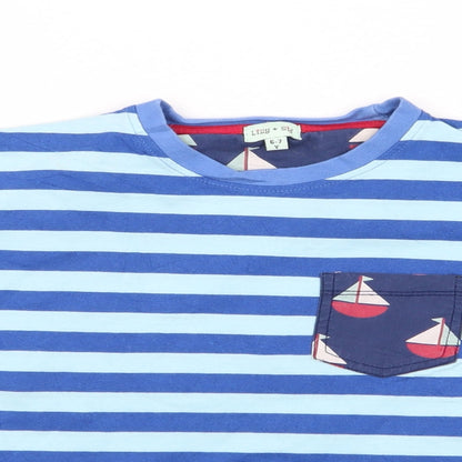 lily and sif Boys Blue Striped  Basic T-Shirt Size 6-7 Years