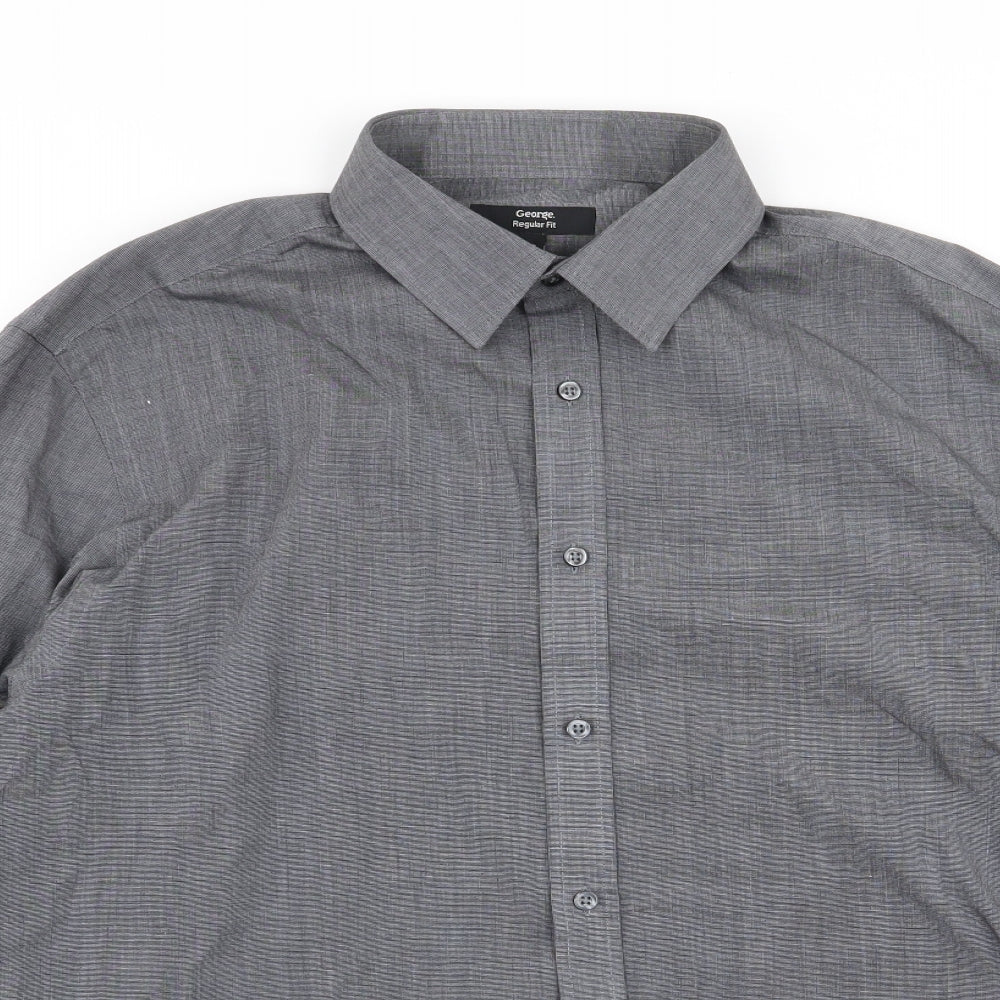 Asda George Mens Grey    Button-Up Size 17