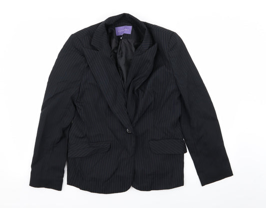 Autonomy Womens Black Striped  Jacket Blazer Size 12