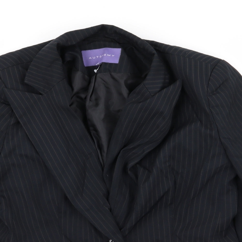 Autonomy Womens Black Striped  Jacket Blazer Size 12
