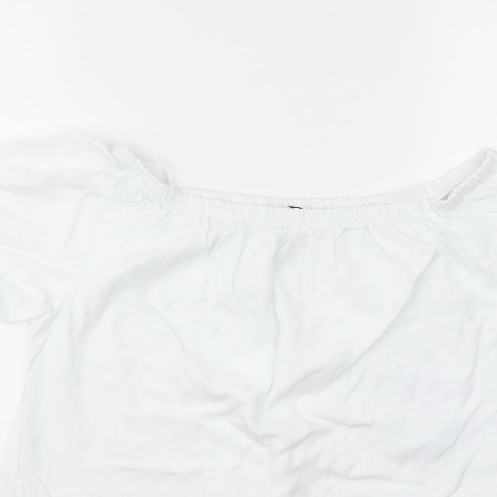 Womens UK Size M Quiz White Basic T-Shirt