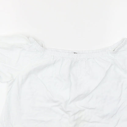 Womens UK Size M Quiz White Basic T-Shirt
