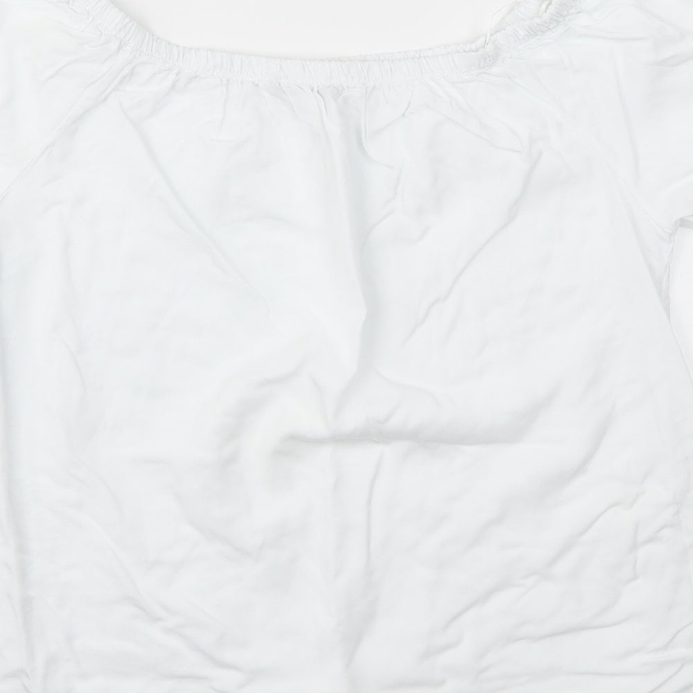 Womens UK Size M Quiz White Basic T-Shirt