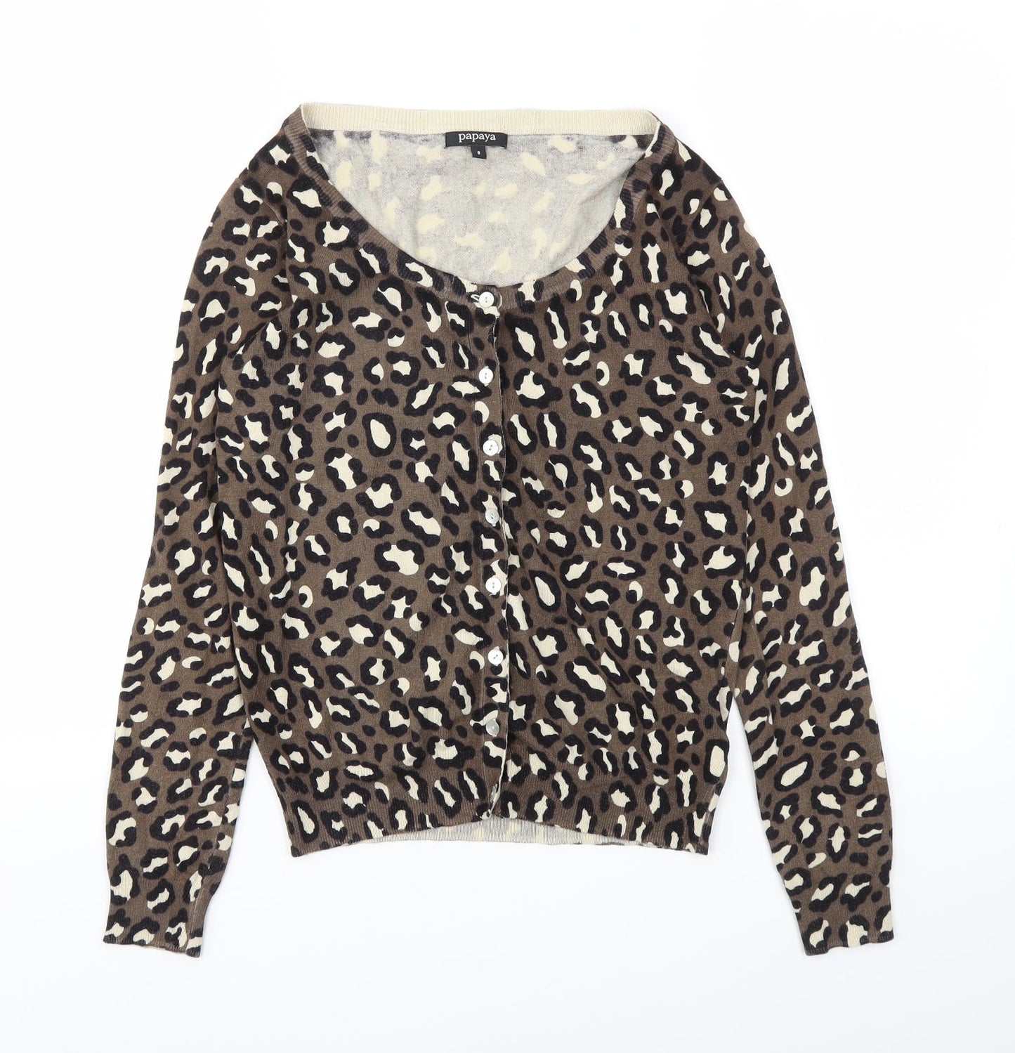 Womens UK Size 8 Papaya Brown Cardigan Jumper
