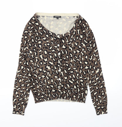 Womens UK Size 8 Papaya Brown Cardigan Jumper