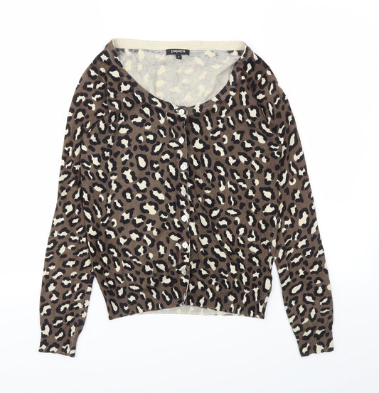 Womens UK Size 8 Papaya Brown Cardigan Jumper