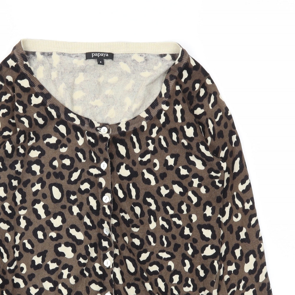 Womens UK Size 8 Papaya Brown Cardigan Jumper
