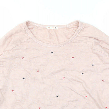 Womens UK Size M SUNDAY Pink Pullover Jumper