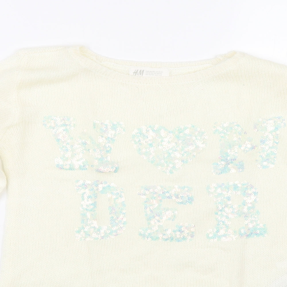 H&M Girls Beige  Knit Pullover Jumper Size 11-12 Years  - Wonder