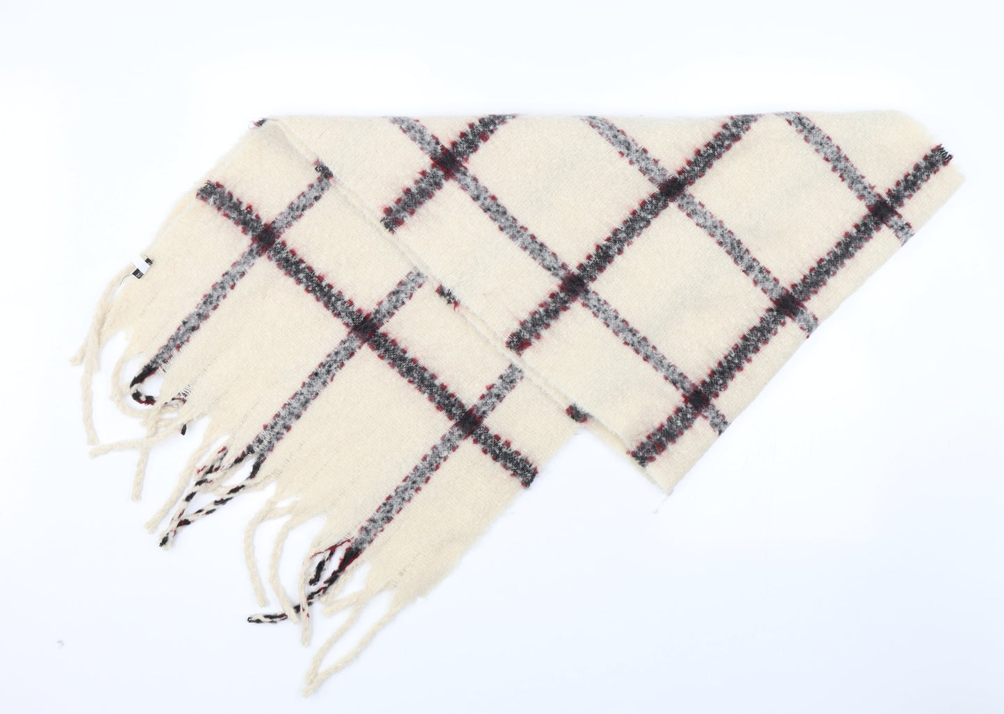 Preworn Womens Beige Check   Scarf