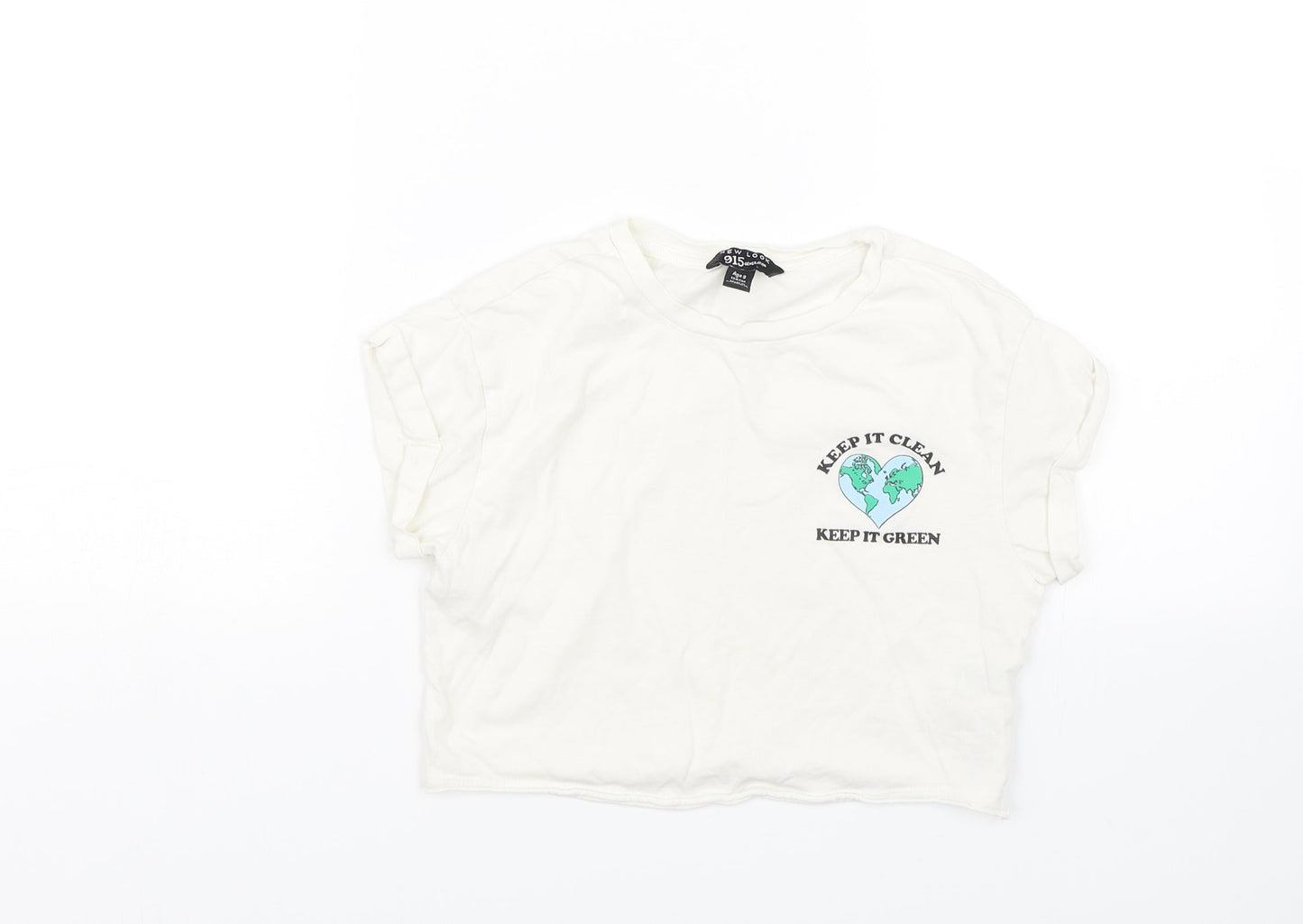 New Look Girls White   Cropped T-Shirt Size 9 Years