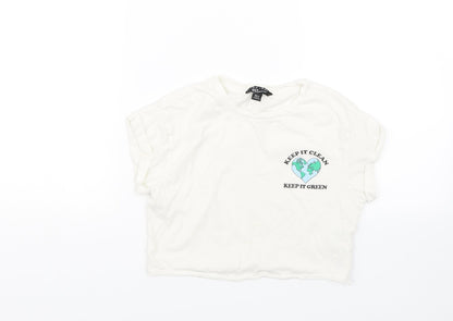New Look Girls White   Cropped T-Shirt Size 9 Years