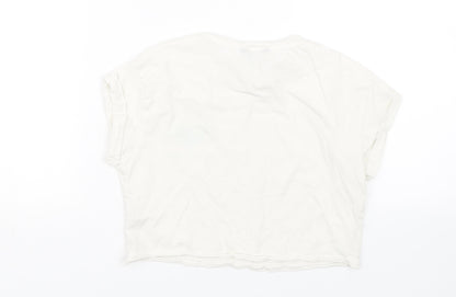 New Look Girls White   Cropped T-Shirt Size 9 Years