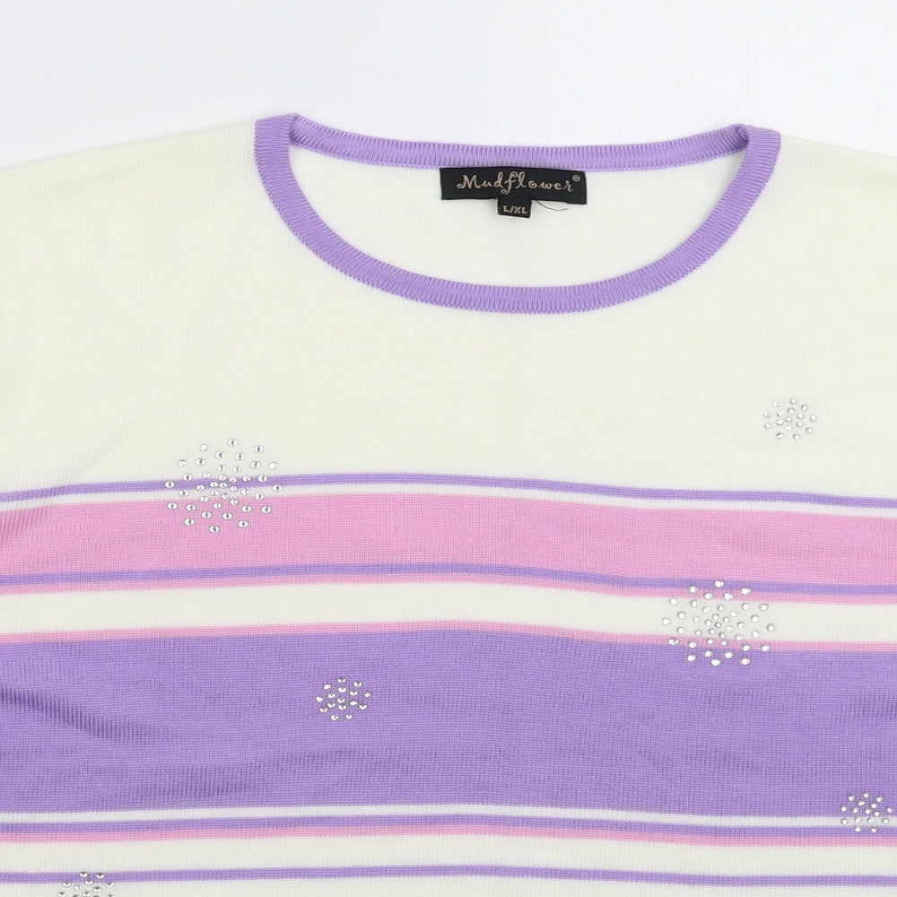 Womens UK Size XL Mudflower White Pullover Jumper