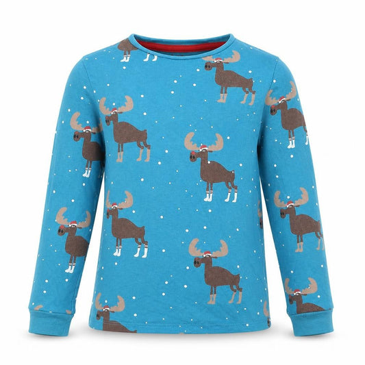 Marks and Spencer Boys Blue Solid   Pyjama Top Size 6-7 Years  - christmas