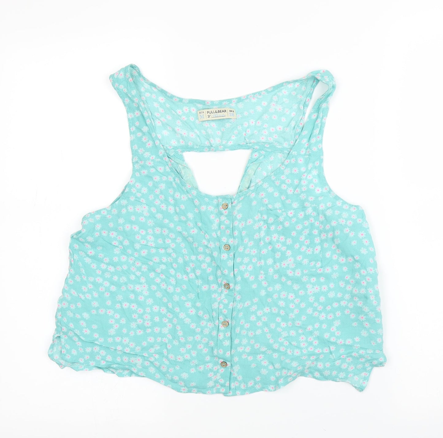 Womens UK Size M Pull&Bear Green Basic Blouse