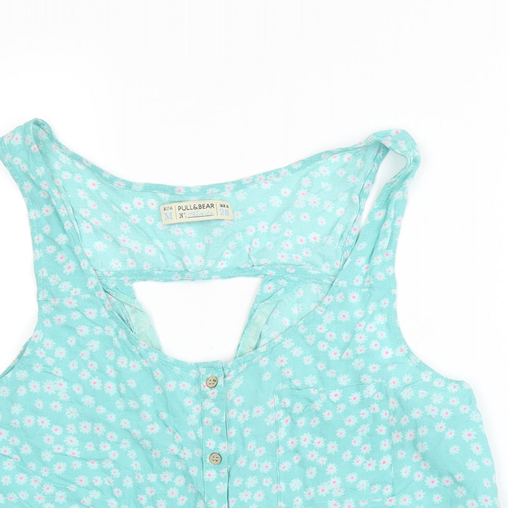 Womens UK Size M Pull&Bear Green Basic Blouse