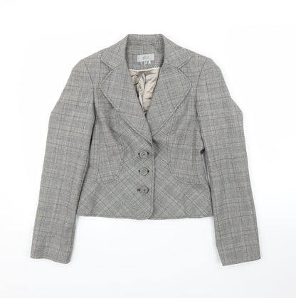 M&S Womens Grey Plaid  Jacket Blazer Size 8