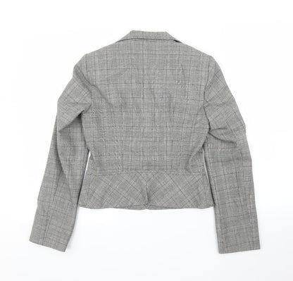 M&S Womens Grey Plaid  Jacket Blazer Size 8