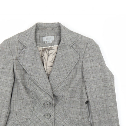 M&S Womens Grey Plaid  Jacket Blazer Size 8