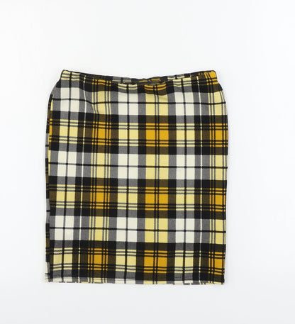 PRETTYLITTLETHING Womens Yellow Check  Bandage Skirt Size 8