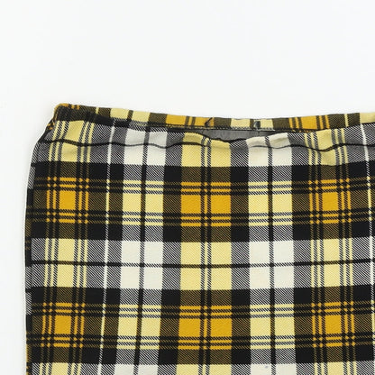PRETTYLITTLETHING Womens Yellow Check  Bandage Skirt Size 8