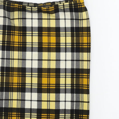 PRETTYLITTLETHING Womens Yellow Check  Bandage Skirt Size 8