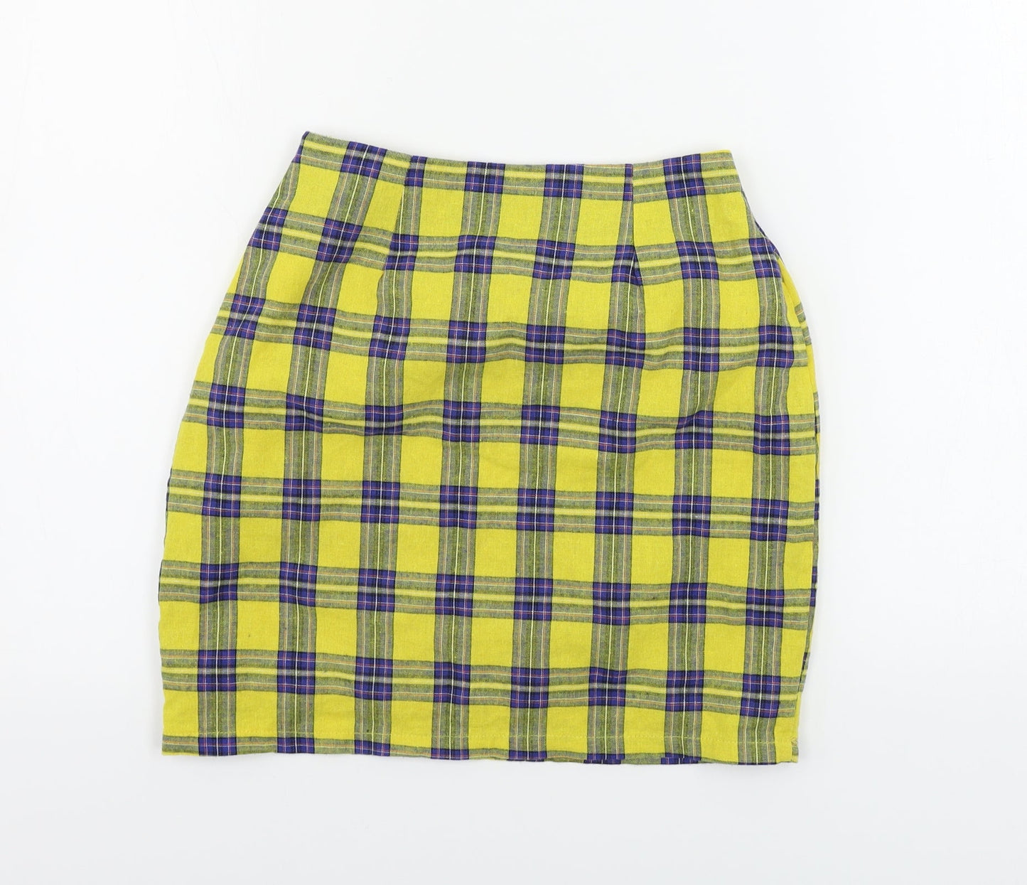 Zaful  Womens Yellow Check  A-Line Skirt Size S