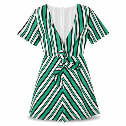 Boohoo  Womens Green Striped  A-Line  Size 8