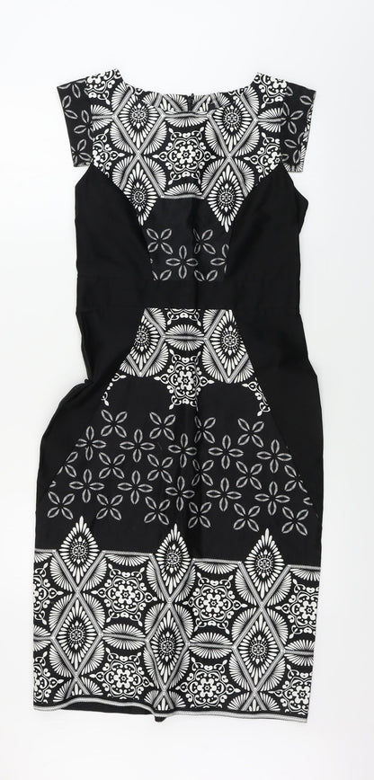 Preworn  Womens Black Floral  A-Line  Size 12