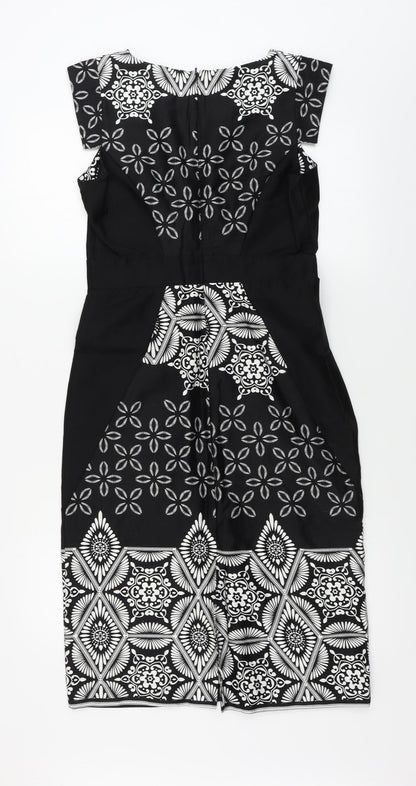 Preworn  Womens Black Floral  A-Line  Size 12