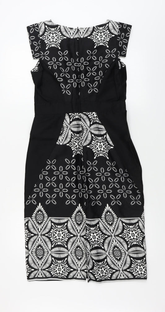 Preworn  Womens Black Floral  A-Line  Size 12