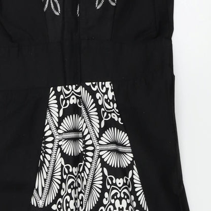 Preworn  Womens Black Floral  A-Line  Size 12