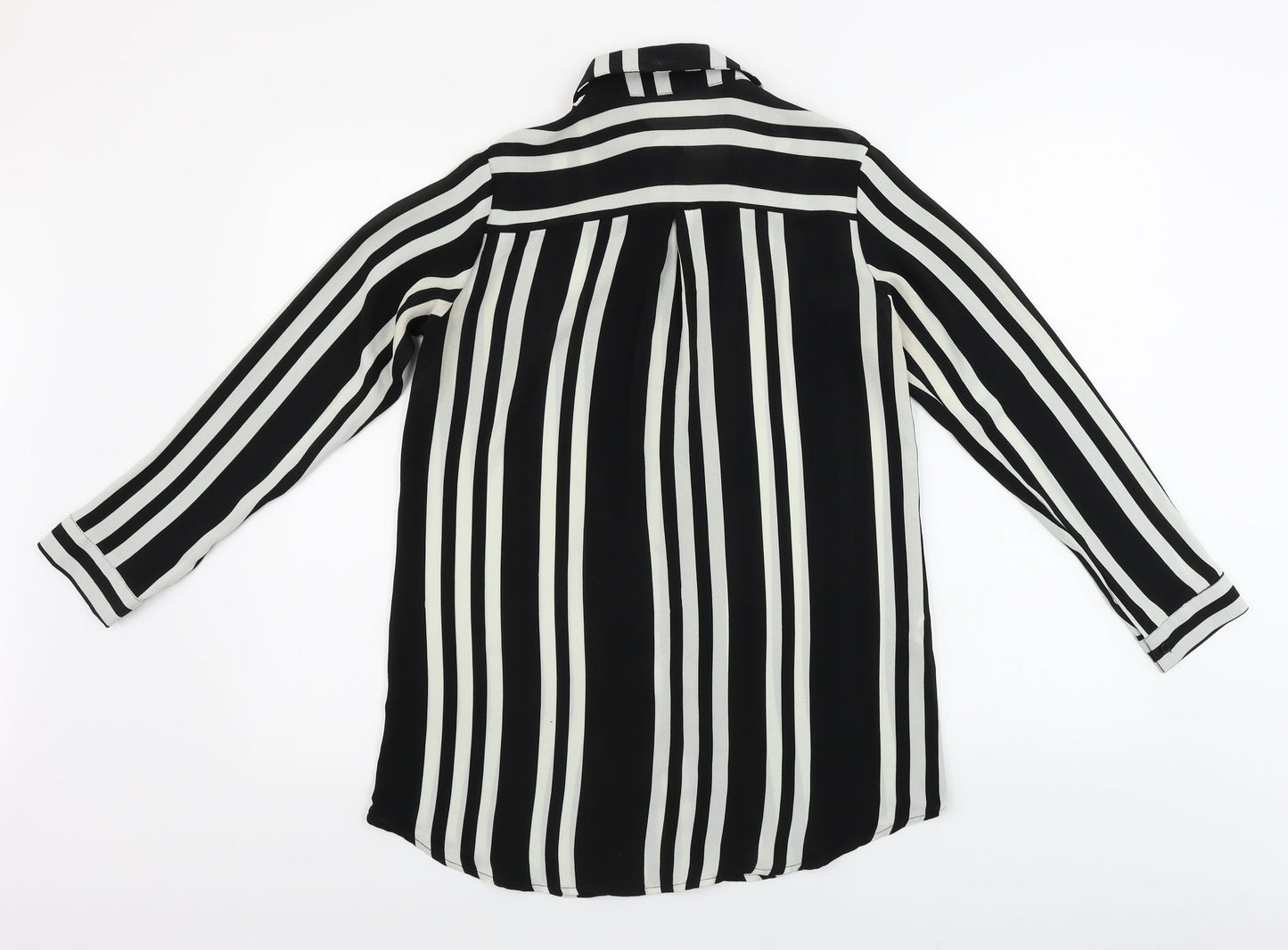 Love Sunshine  Womens Black Striped  Basic Button-Up Size 8