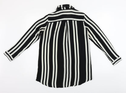 Love Sunshine  Womens Black Striped  Basic Button-Up Size 8