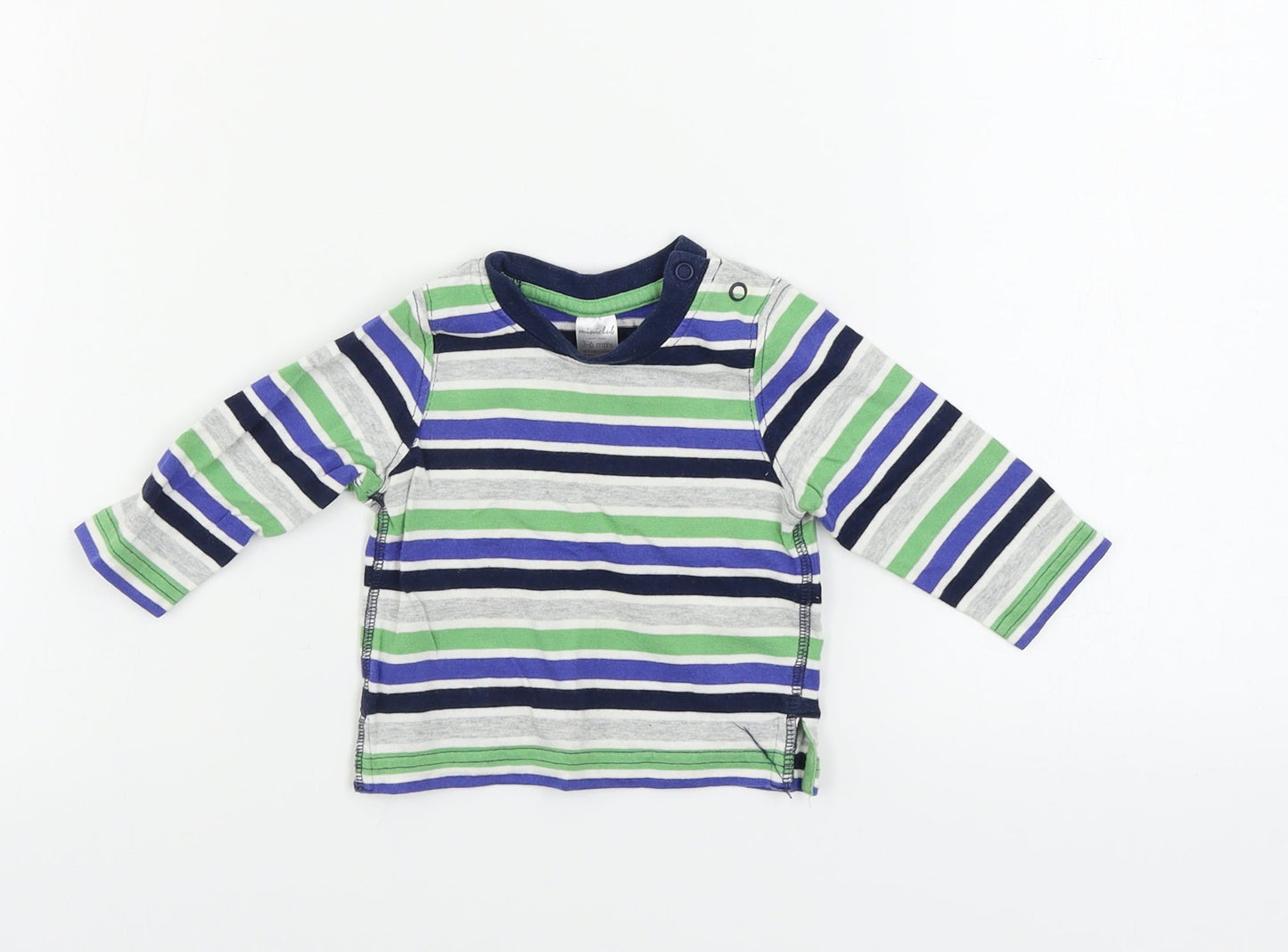 Mini Club Boys Grey Striped  Basic T-Shirt Size 3-6 Months
