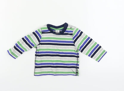 Mini Club Boys Grey Striped  Basic T-Shirt Size 3-6 Months