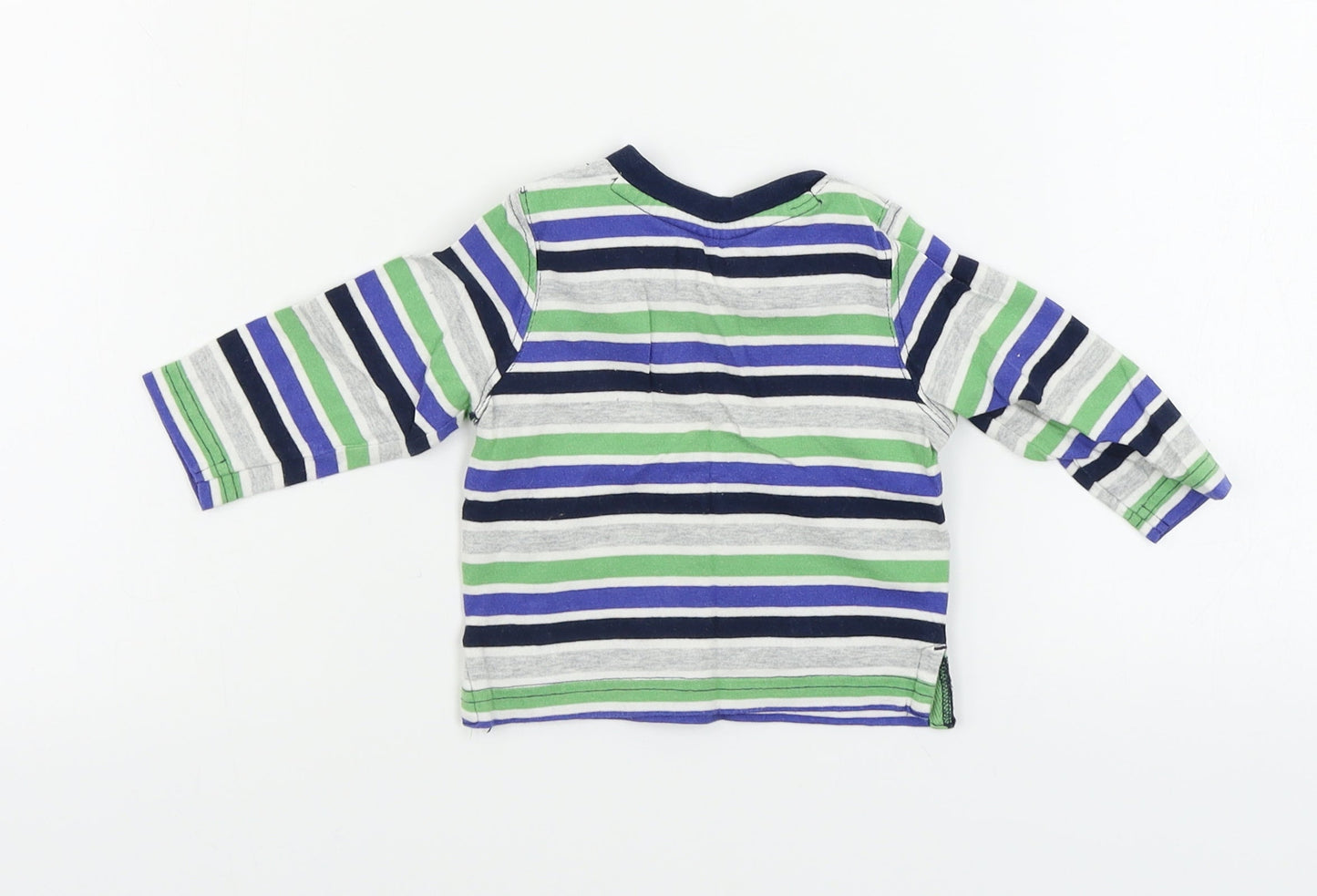 Mini Club Boys Grey Striped  Basic T-Shirt Size 3-6 Months