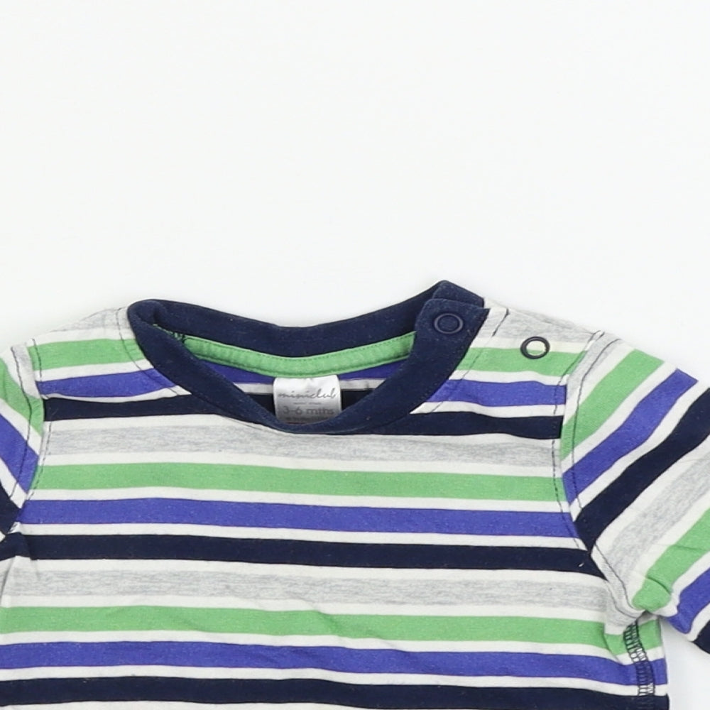 Mini Club Boys Grey Striped  Basic T-Shirt Size 3-6 Months