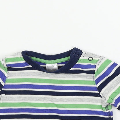 Mini Club Boys Grey Striped  Basic T-Shirt Size 3-6 Months