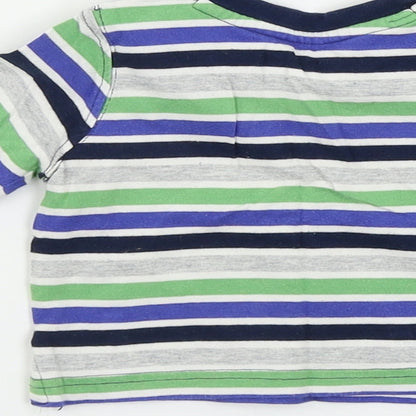 Mini Club Boys Grey Striped  Basic T-Shirt Size 3-6 Months